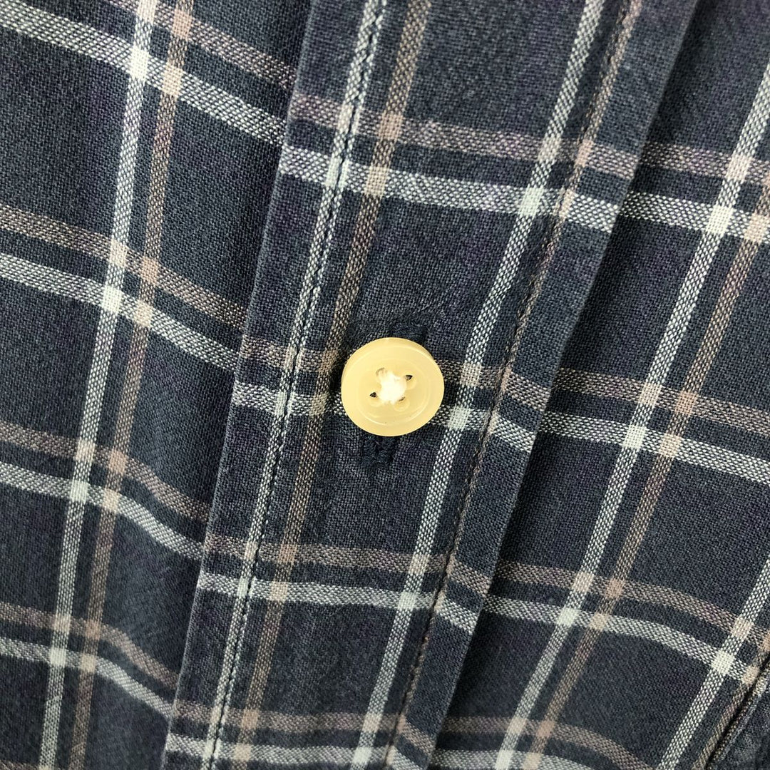 00'S Eddie Bauer short sleeve button down check shirt, men's size M cotton blue type Vintage Second Hand