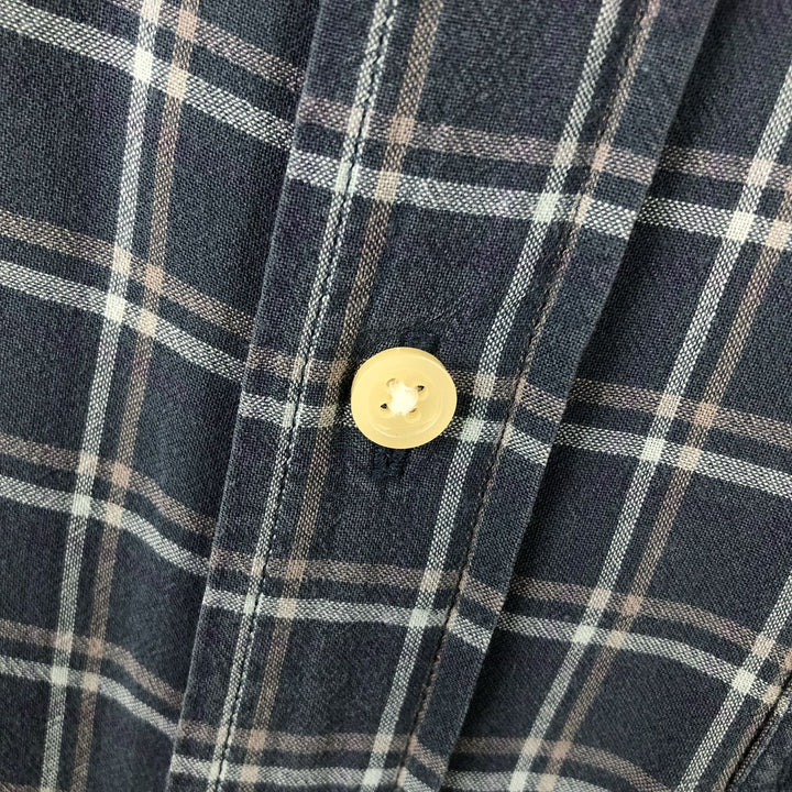 00'S Eddie Bauer short sleeve button down check shirt, men's size M cotton blue type Vintage Second Hand
