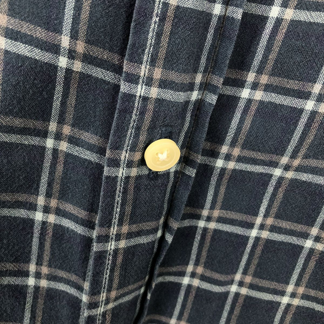 00'S Eddie Bauer short sleeve button down check shirt, men's size M cotton blue type Vintage Second Hand