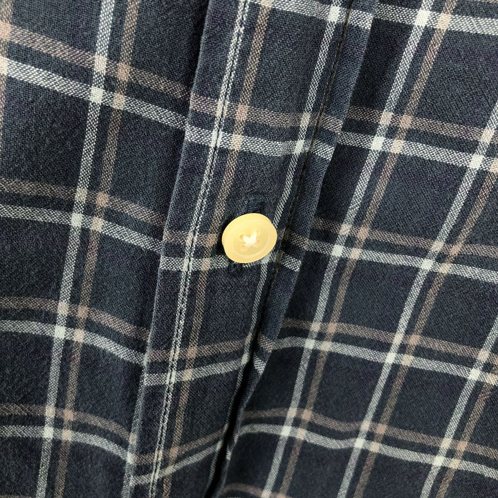 00'S Eddie Bauer short sleeve button down check shirt, men's size M cotton blue type Vintage Second Hand
