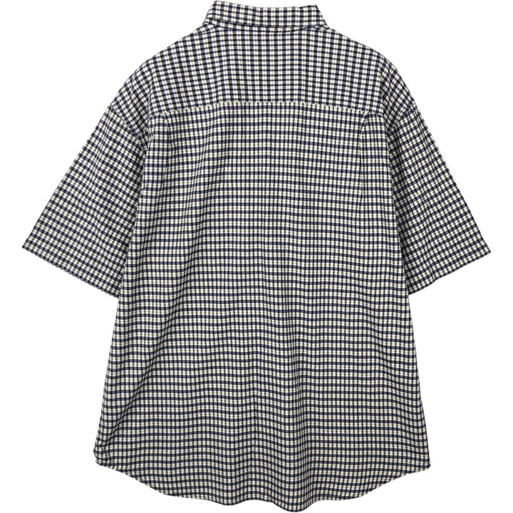 2000'S Eddie Bauer Short-Sleeve Button-Down Check Shirt, Men's Size XL (approx.) cotton navy blue type Vintage Second Hand