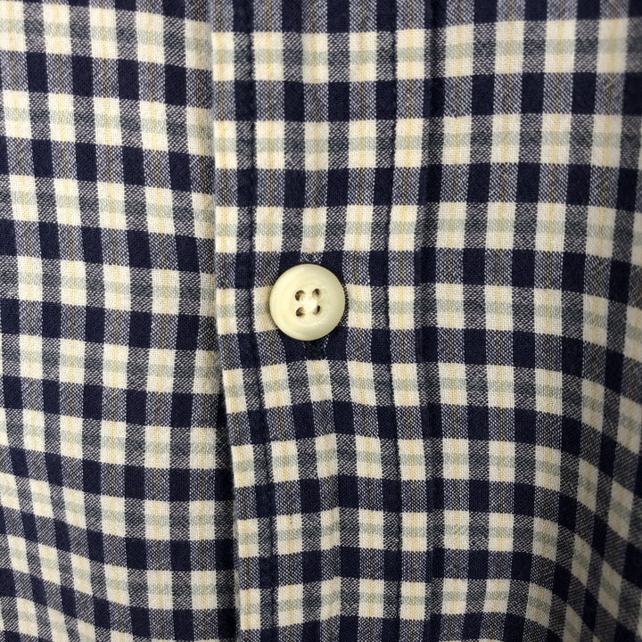 2000'S Eddie Bauer Short-Sleeve Button-Down Check Shirt, Men's Size XL (approx.) cotton navy blue type Vintage Second Hand