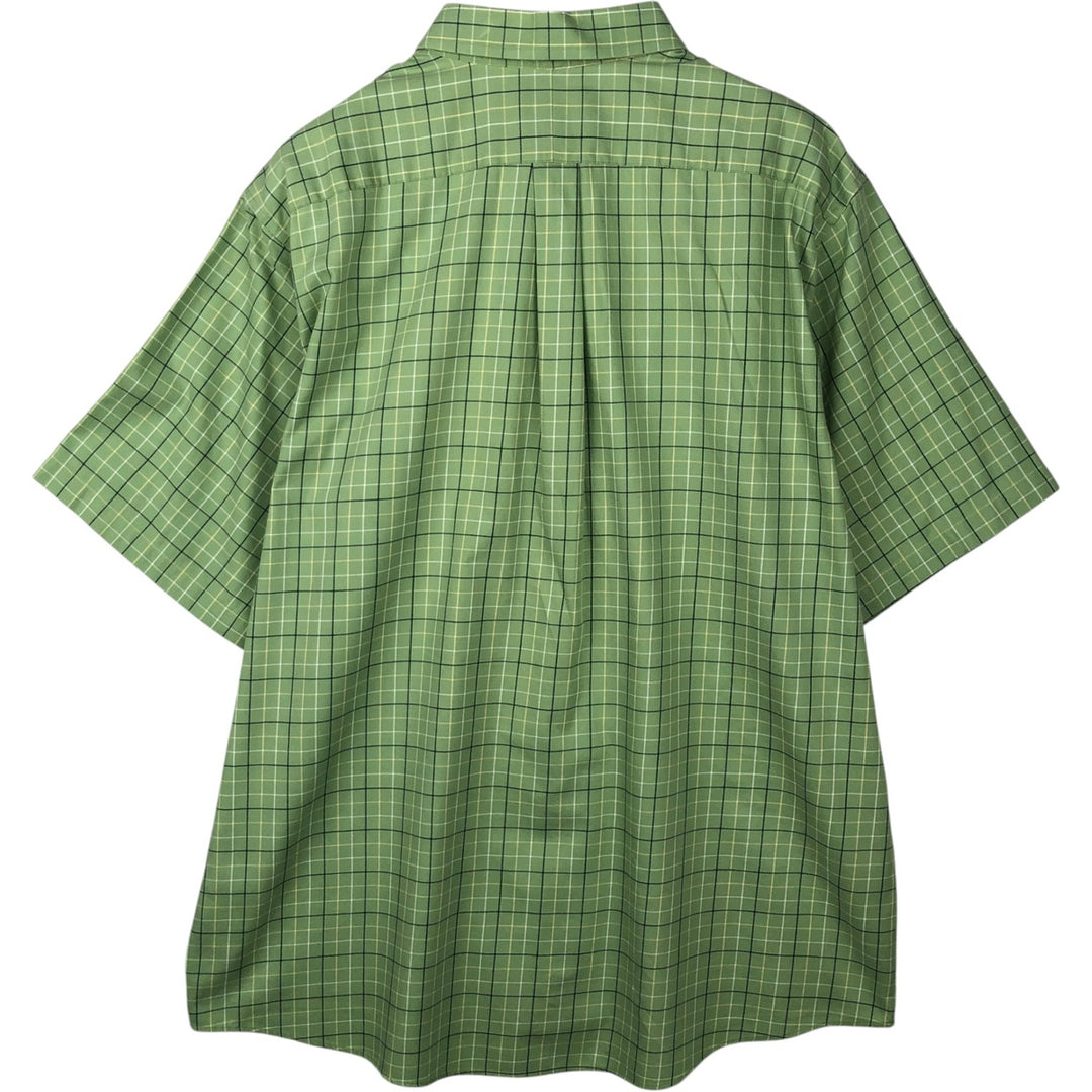 90s-00'S L.L.Bean WRINKLE FREE TRADITIONAL FIT Short-Sleeve Button-Down Check Shirt, Men's XL (approx.), Vintage cotton green type yellow green Vintage Second Hand