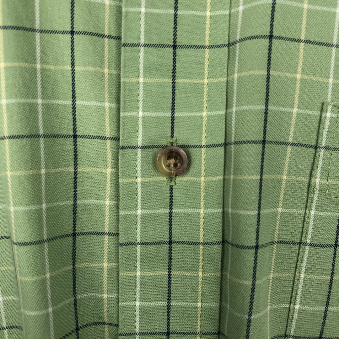 90s-00'S L.L.Bean WRINKLE FREE TRADITIONAL FIT Short-Sleeve Button-Down Check Shirt, Men's XL (approx.), Vintage cotton green type yellow green Vintage Second Hand