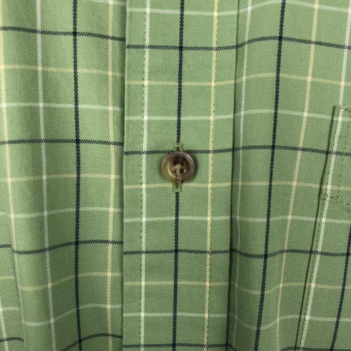 90s-00'S L.L.Bean WRINKLE FREE TRADITIONAL FIT Short-Sleeve Button-Down Check Shirt, Men's XL (approx.), Vintage cotton green type yellow green Vintage Second Hand