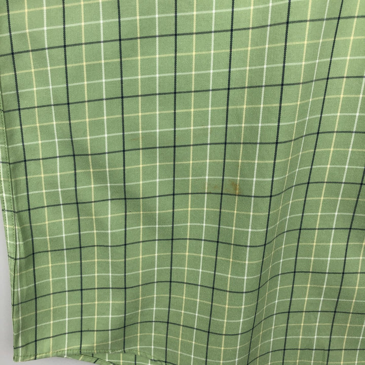 90s-00'S L.L.Bean WRINKLE FREE TRADITIONAL FIT Short-Sleeve Button-Down Check Shirt, Men's XL (approx.), Vintage cotton green type yellow green Vintage Second Hand