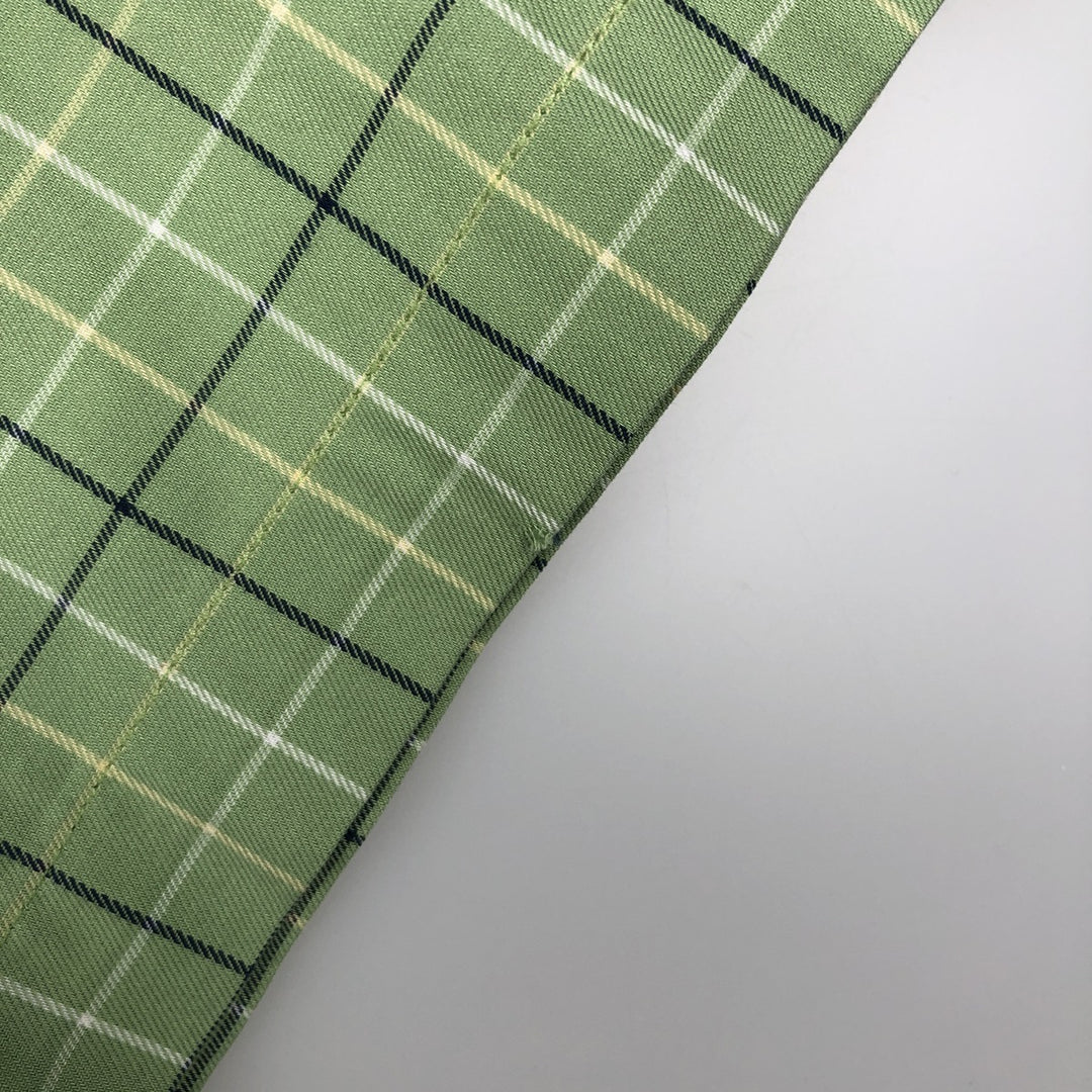 90s-00'S L.L.Bean WRINKLE FREE TRADITIONAL FIT Short-Sleeve Button-Down Check Shirt, Men's XL (approx.), Vintage cotton green type yellow green Vintage Second Hand