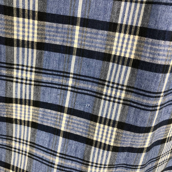 00'S Eddie Bauer short sleeve button down check shirt, men's XL size cotton blue type Vintage Second Hand