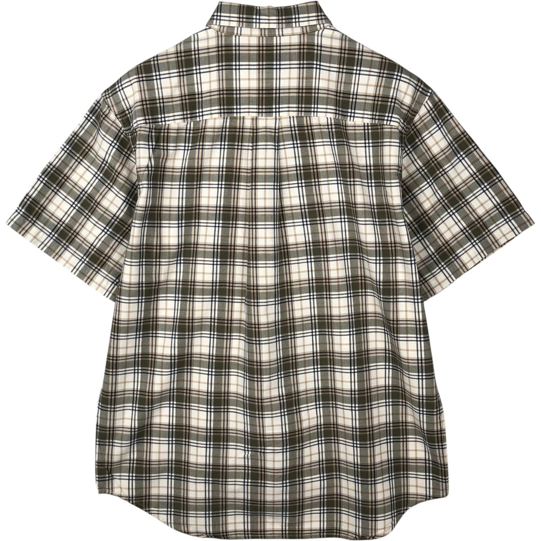 2000'S Eddie Bauer Short-Sleeve Button-Down Check Shirt, Men's Size S (approx.) cotton Khaki type Vintage Second Hand