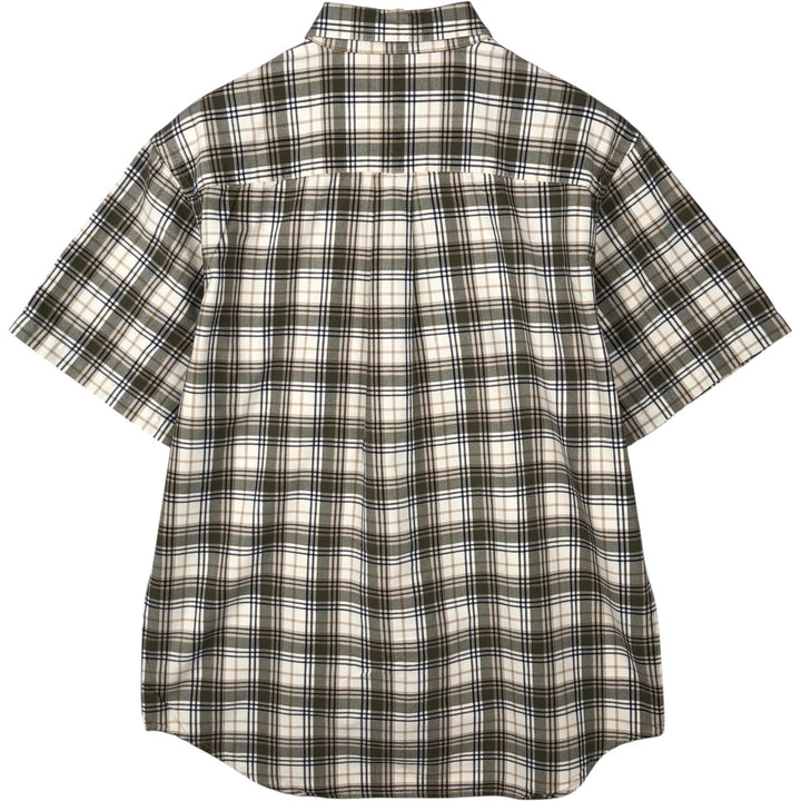 2000'S Eddie Bauer Short-Sleeve Button-Down Check Shirt, Men's Size S (approx.) cotton Khaki type Vintage Second Hand