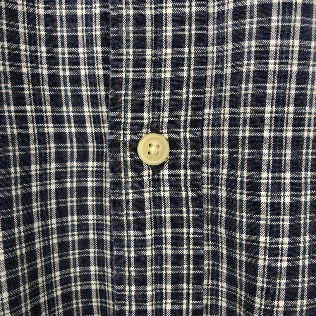 2000'S Eddie Bauer Short-Sleeve Button-Down Check Shirt, Men's Size XL (approx.) cotton navy blue type Vintage Second Hand