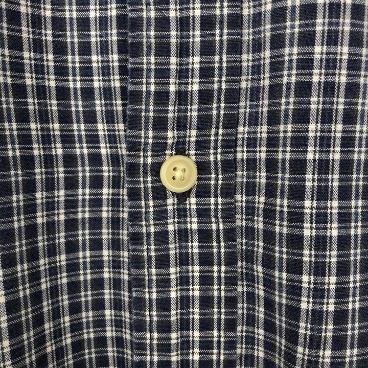 2000'S Eddie Bauer Short-Sleeve Button-Down Check Shirt, Men's Size XL (approx.) cotton navy blue type Vintage Second Hand
