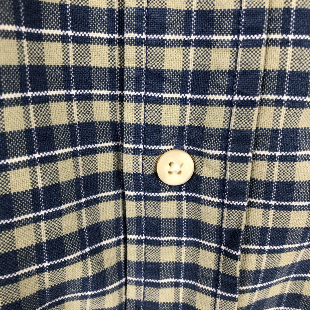 00'S Eddie Bauer short sleeve button down check shirt, men's XL size cotton blue type Vintage Second Hand