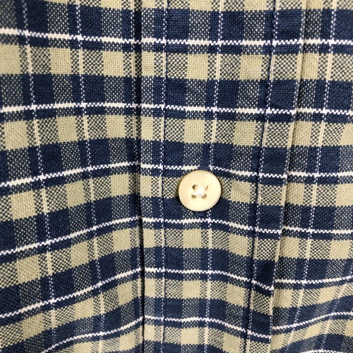 00'S Eddie Bauer short sleeve button down check shirt, men's XL size cotton blue type Vintage Second Hand