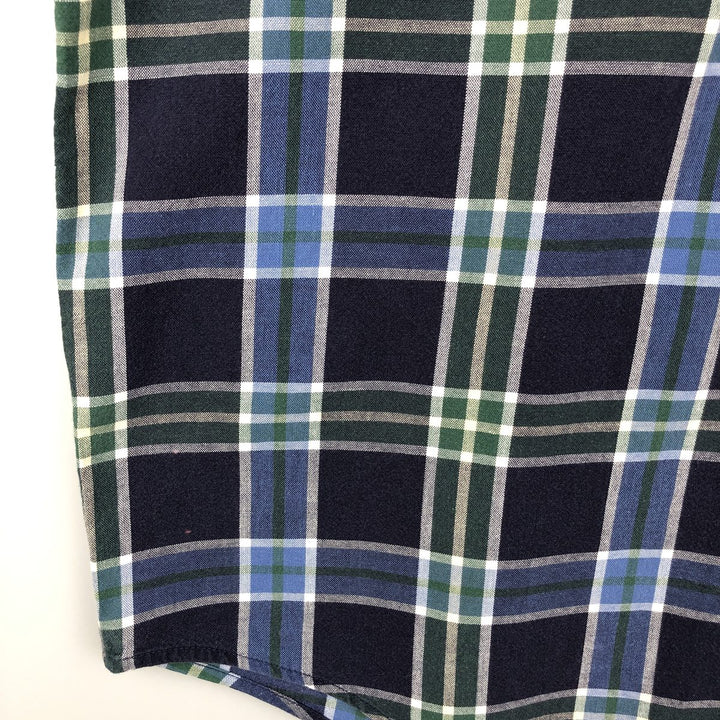 90s-00'S Eddie Bauer Short-Sleeve Button-Down Check Shirt, Men's Size L (Equivalent), Vintage cotton navy blue type Vintage Second Hand