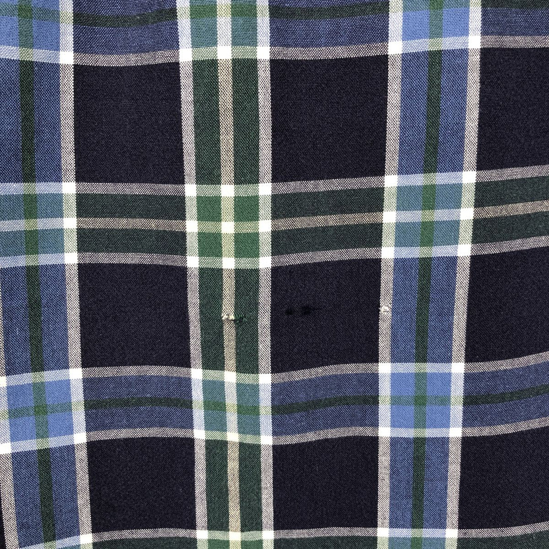 90s-00'S Eddie Bauer Short-Sleeve Button-Down Check Shirt, Men's Size L (Equivalent), Vintage cotton navy blue type Vintage Second Hand