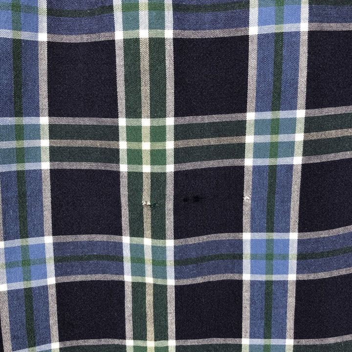 90s-00'S Eddie Bauer Short-Sleeve Button-Down Check Shirt, Men's Size L (Equivalent), Vintage cotton navy blue type Vintage Second Hand
