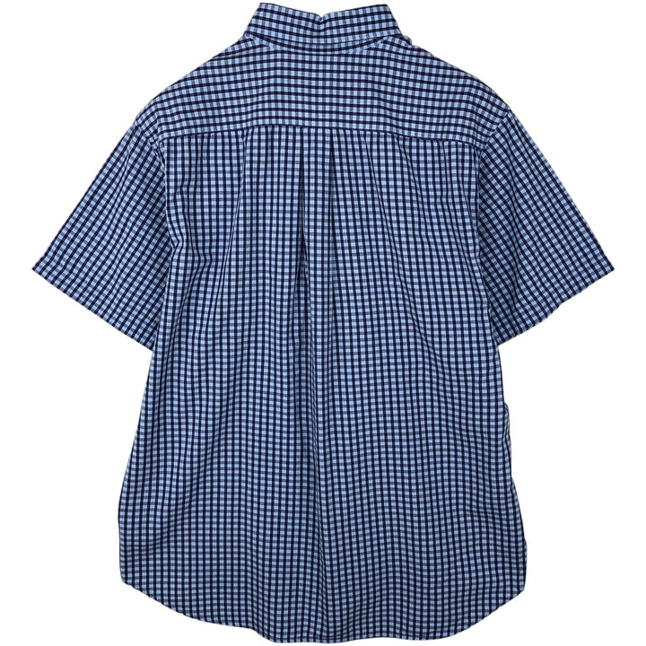 Brooks Brothers 346 short sleeve button down check shirt, men's size L cotton Blue type light blue Vintage Second Hand