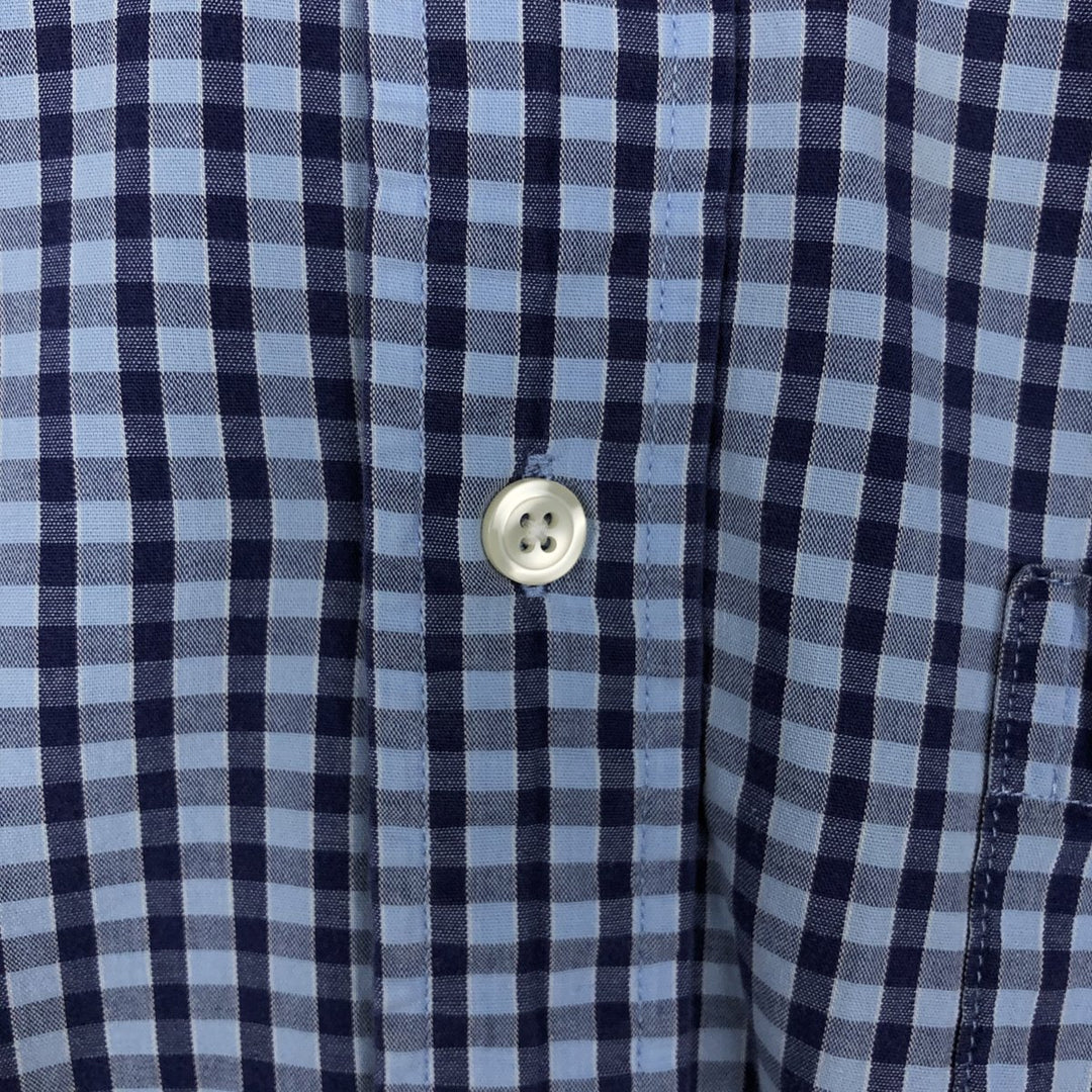 Brooks Brothers 346 short sleeve button down check shirt, men's size L cotton Blue type light blue Vintage Second Hand