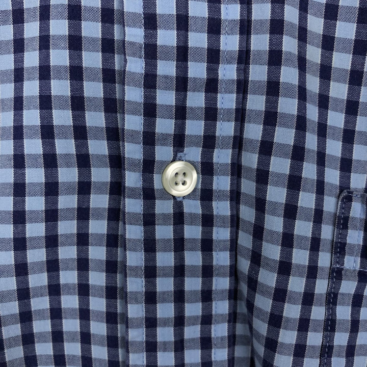 Brooks Brothers 346 short sleeve button down check shirt, men's size L cotton Blue type light blue Vintage Second Hand