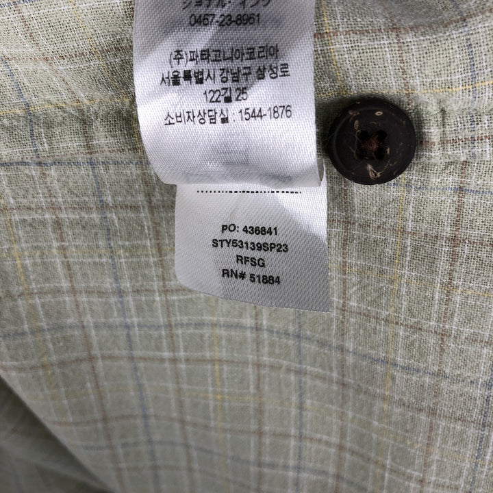 Big Size Patagonia 53139SP23 Backstep Shirt Check Pattern Short Sleeve Hemp Shirt Box Shirt Men's XXXL Equivalent Hemp Khaki type sage green Vintage Second Hand
