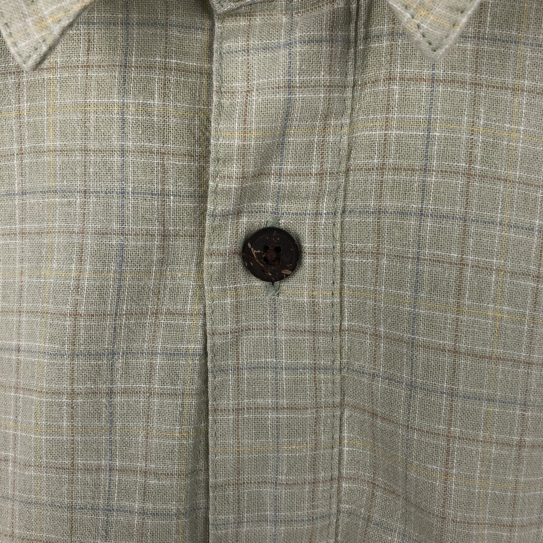 Big Size Patagonia 53139SP23 Backstep Shirt Check Pattern Short Sleeve Hemp Shirt Box Shirt Men's XXXL Equivalent Hemp Khaki type sage green Vintage Second Hand