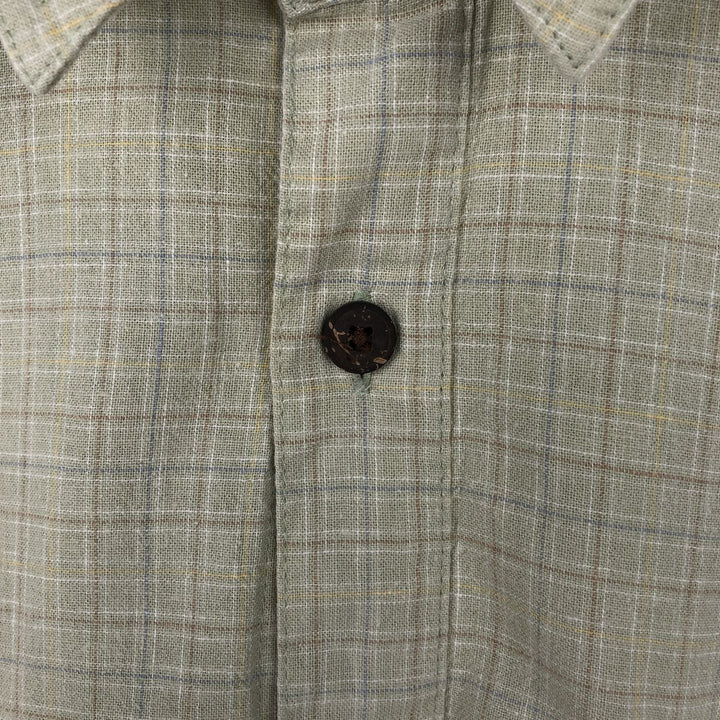 Big Size Patagonia 53139SP23 Backstep Shirt Check Pattern Short Sleeve Hemp Shirt Box Shirt Men's XXXL Equivalent Hemp Khaki type sage green Vintage Second Hand