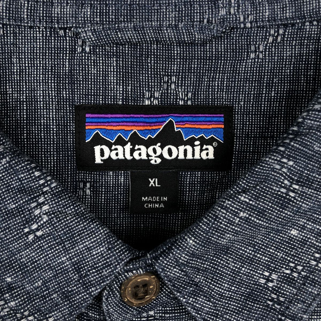 Patagonia 53139SP20 Backstep Shirt, Short Sleeve, Hemp Shirt, Boxy Shirt, Men's XL Equivalent Hemp navy blue type Vintage Second Hand