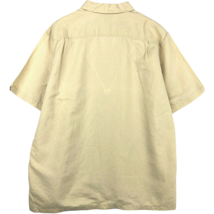 2000'S Columbia Wide Collar Short Sleeve Ramie x Cotton Box Shirt Men's XL (approx.) Lamy Beige type Vintage Second Hand