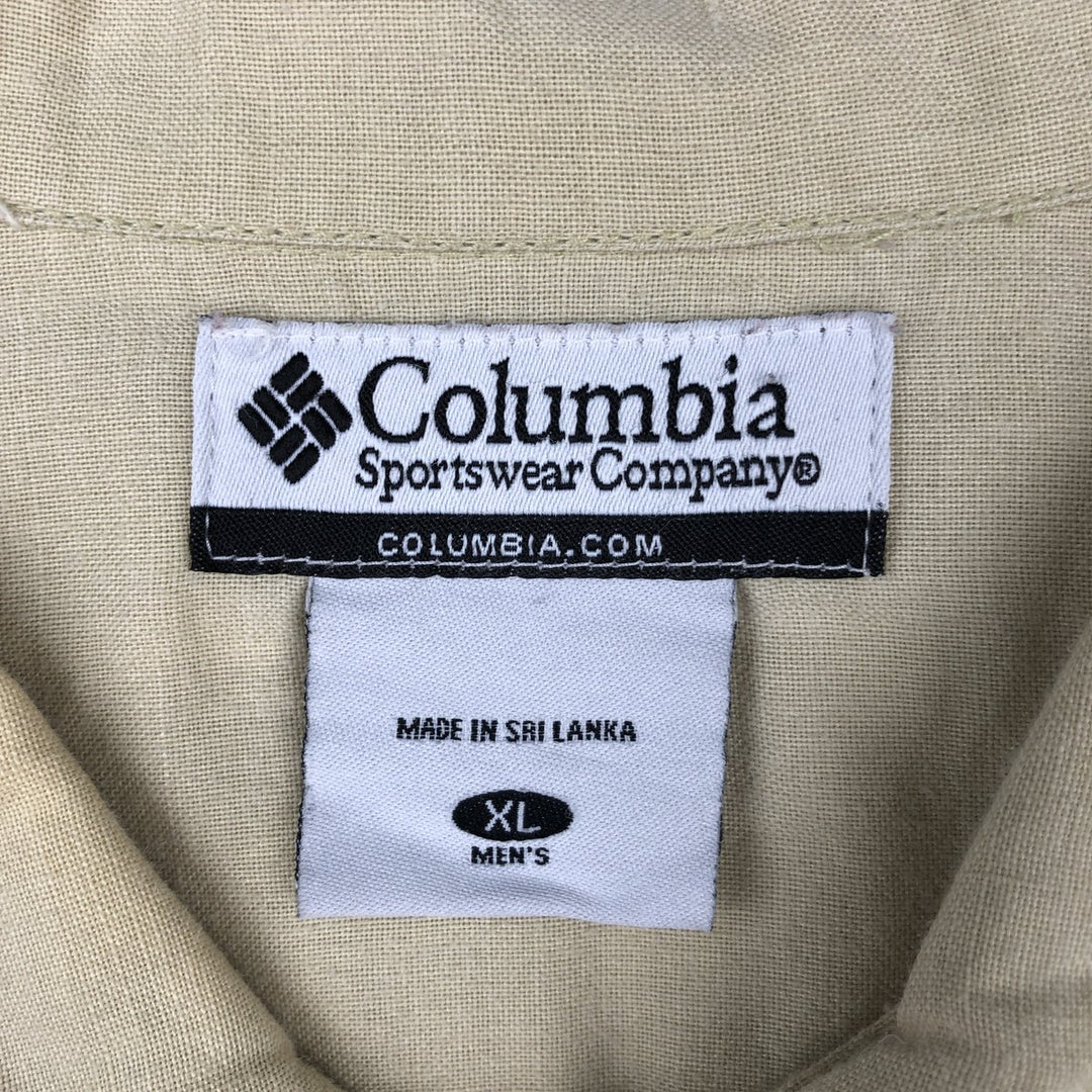 2000'S Columbia Wide Collar Short Sleeve Ramie x Cotton Box Shirt Men's XL (approx.) Lamy Beige type Vintage Second Hand