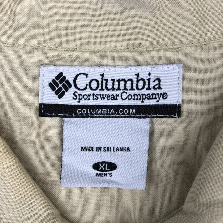 2000'S Columbia Wide Collar Short Sleeve Ramie x Cotton Box Shirt Men's XL (approx.) Lamy Beige type Vintage Second Hand
