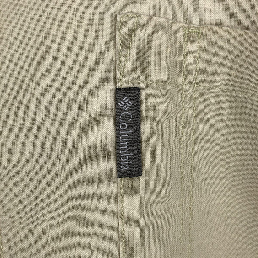 2000'S Columbia Wide Collar Short Sleeve Ramie x Cotton Box Shirt Men's XL (approx.) Lamy Beige type Vintage Second Hand