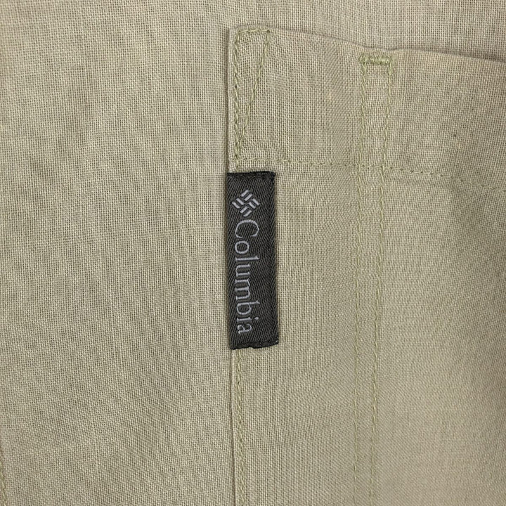 2000'S Columbia Wide Collar Short Sleeve Ramie x Cotton Box Shirt Men's XL (approx.) Lamy Beige type Vintage Second Hand