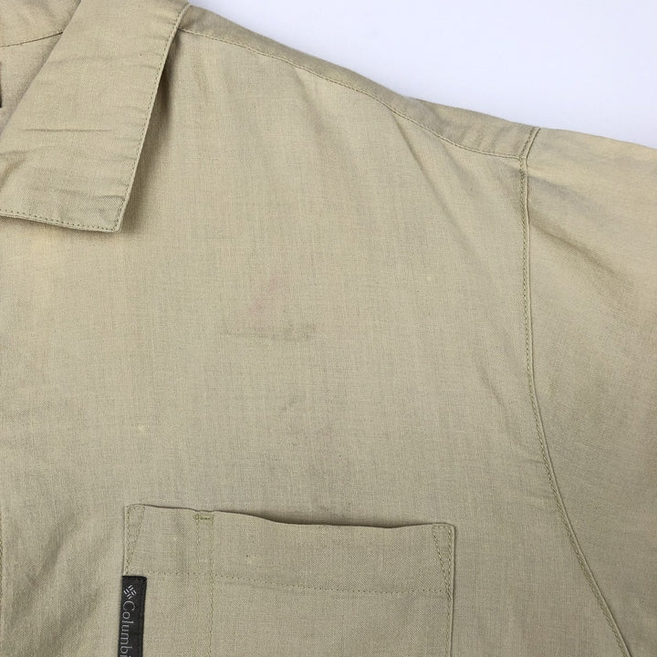2000'S Columbia Wide Collar Short Sleeve Ramie x Cotton Box Shirt Men's XL (approx.) Lamy Beige type Vintage Second Hand