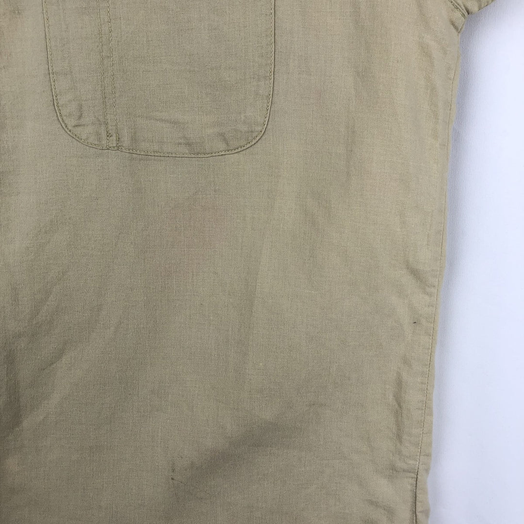 2000'S Columbia Wide Collar Short Sleeve Ramie x Cotton Box Shirt Men's XL (approx.) Lamy Beige type Vintage Second Hand