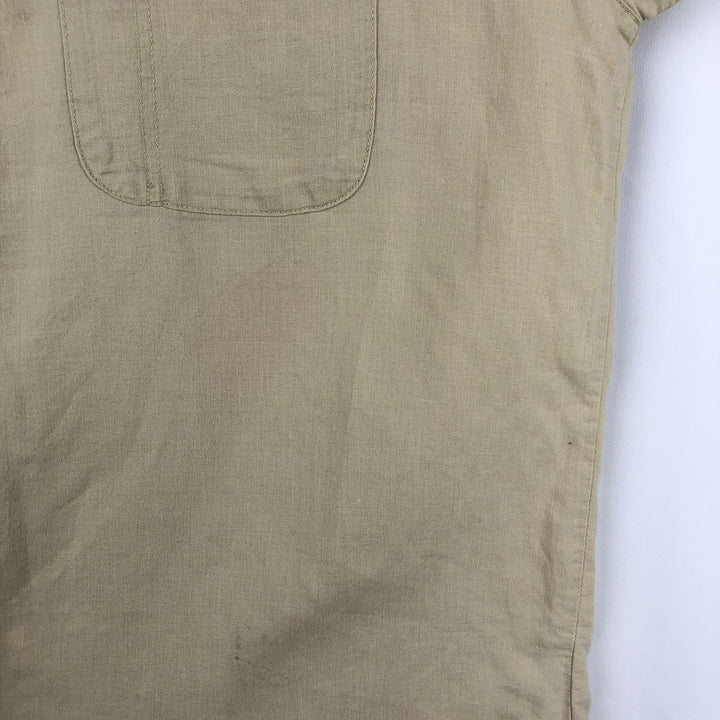 2000'S Columbia Wide Collar Short Sleeve Ramie x Cotton Box Shirt Men's XL (approx.) Lamy Beige type Vintage Second Hand