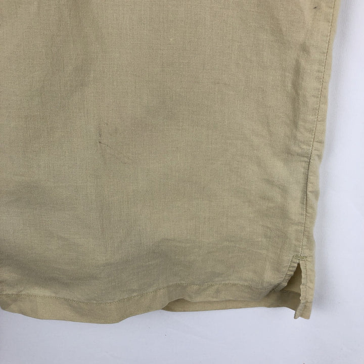 2000'S Columbia Wide Collar Short Sleeve Ramie x Cotton Box Shirt Men's XL (approx.) Lamy Beige type Vintage Second Hand