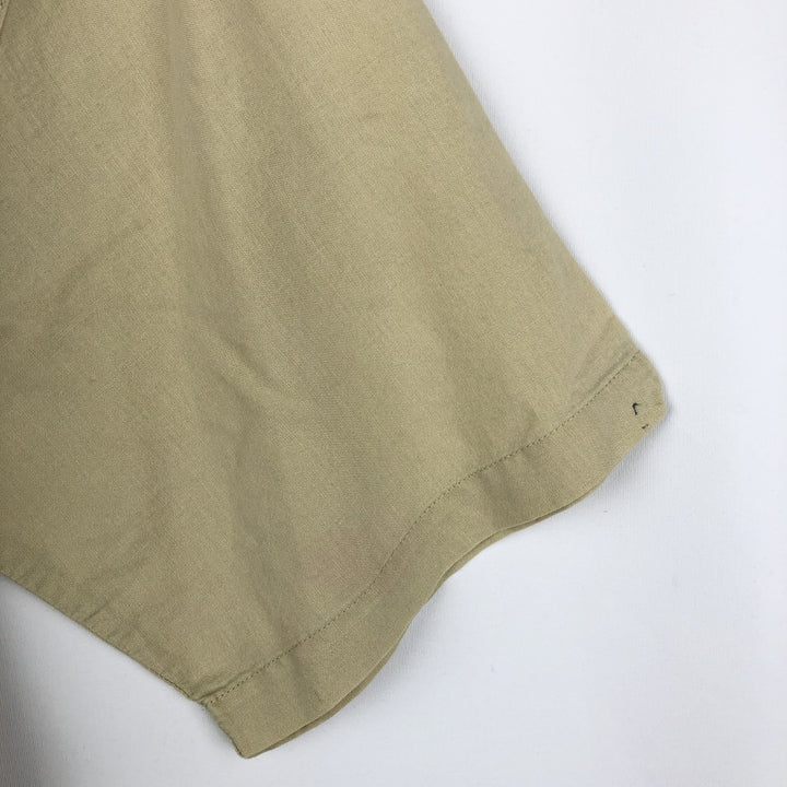 2000'S Columbia Wide Collar Short Sleeve Ramie x Cotton Box Shirt Men's XL (approx.) Lamy Beige type Vintage Second Hand