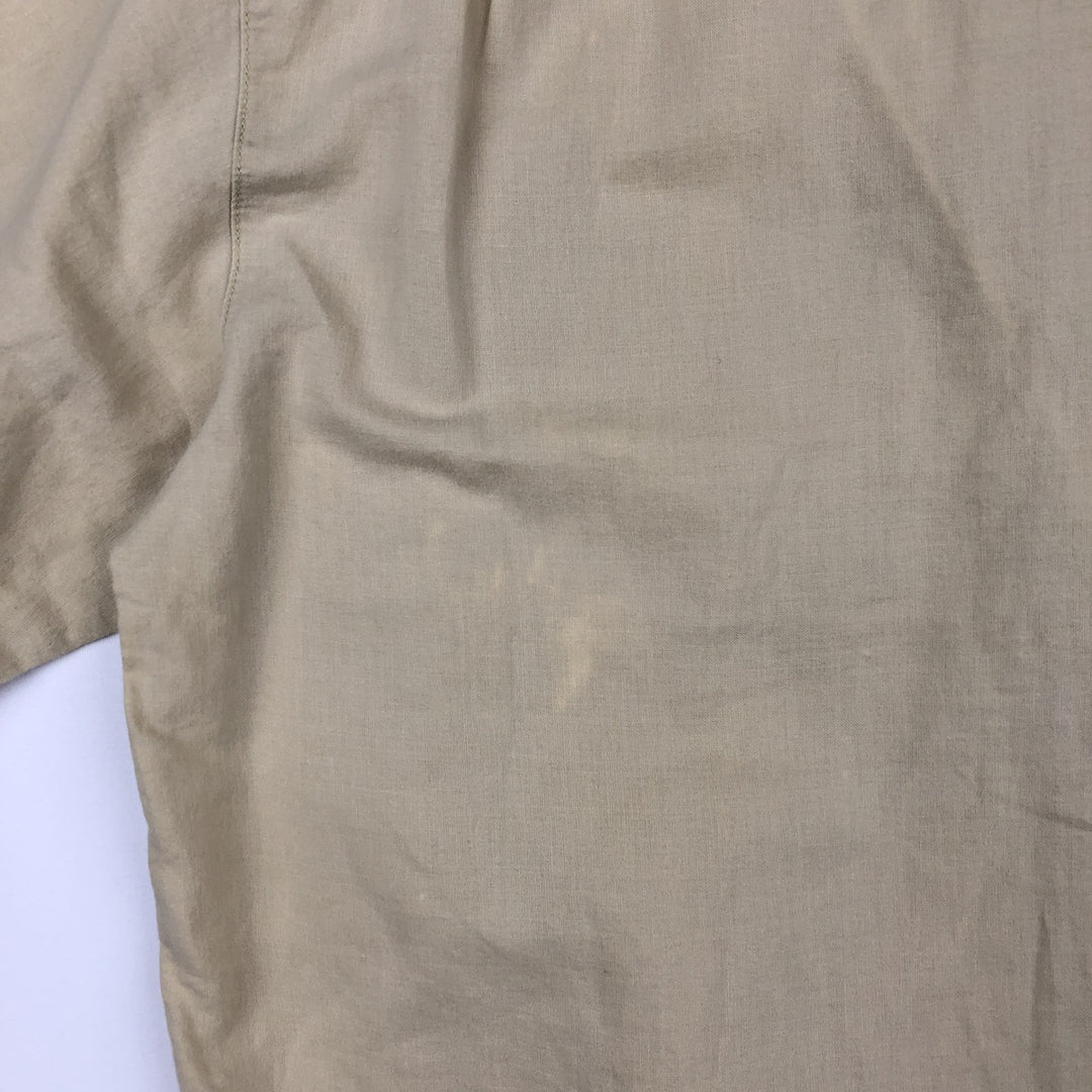 2000'S Columbia Wide Collar Short Sleeve Ramie x Cotton Box Shirt Men's XL (approx.) Lamy Beige type Vintage Second Hand
