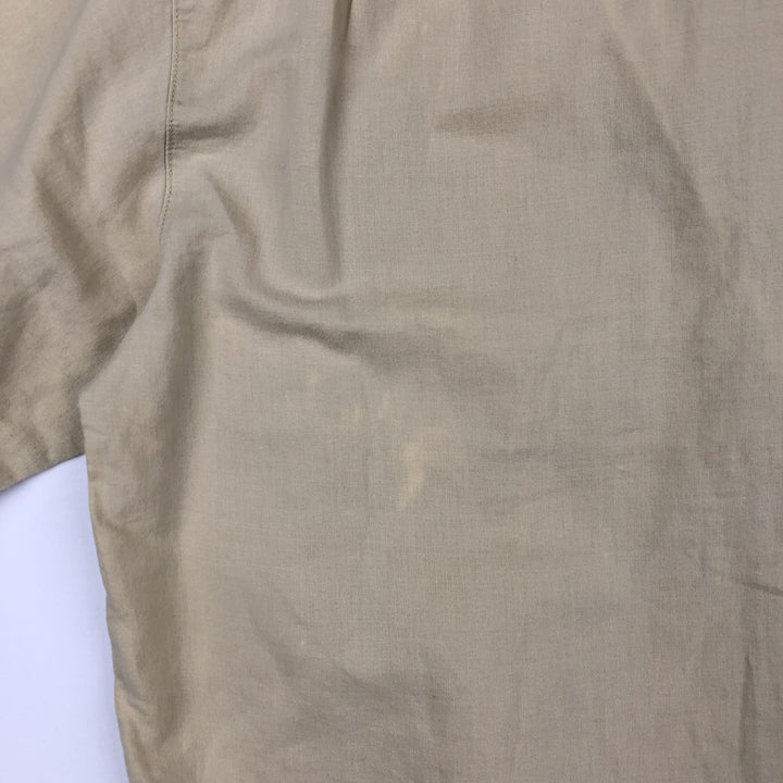 2000'S Columbia Wide Collar Short Sleeve Ramie x Cotton Box Shirt Men's XL (approx.) Lamy Beige type Vintage Second Hand