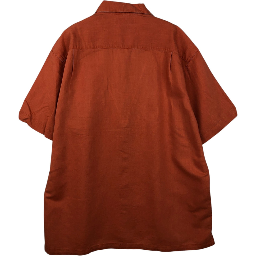 2000'S Columbia Short Sleeve Ramie and Cotton Box Shirt, Men's Size L Lamy orange type Vintage Second Hand