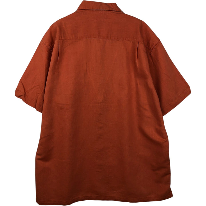 2000'S Columbia Short Sleeve Ramie and Cotton Box Shirt, Men's Size L Lamy orange type Vintage Second Hand