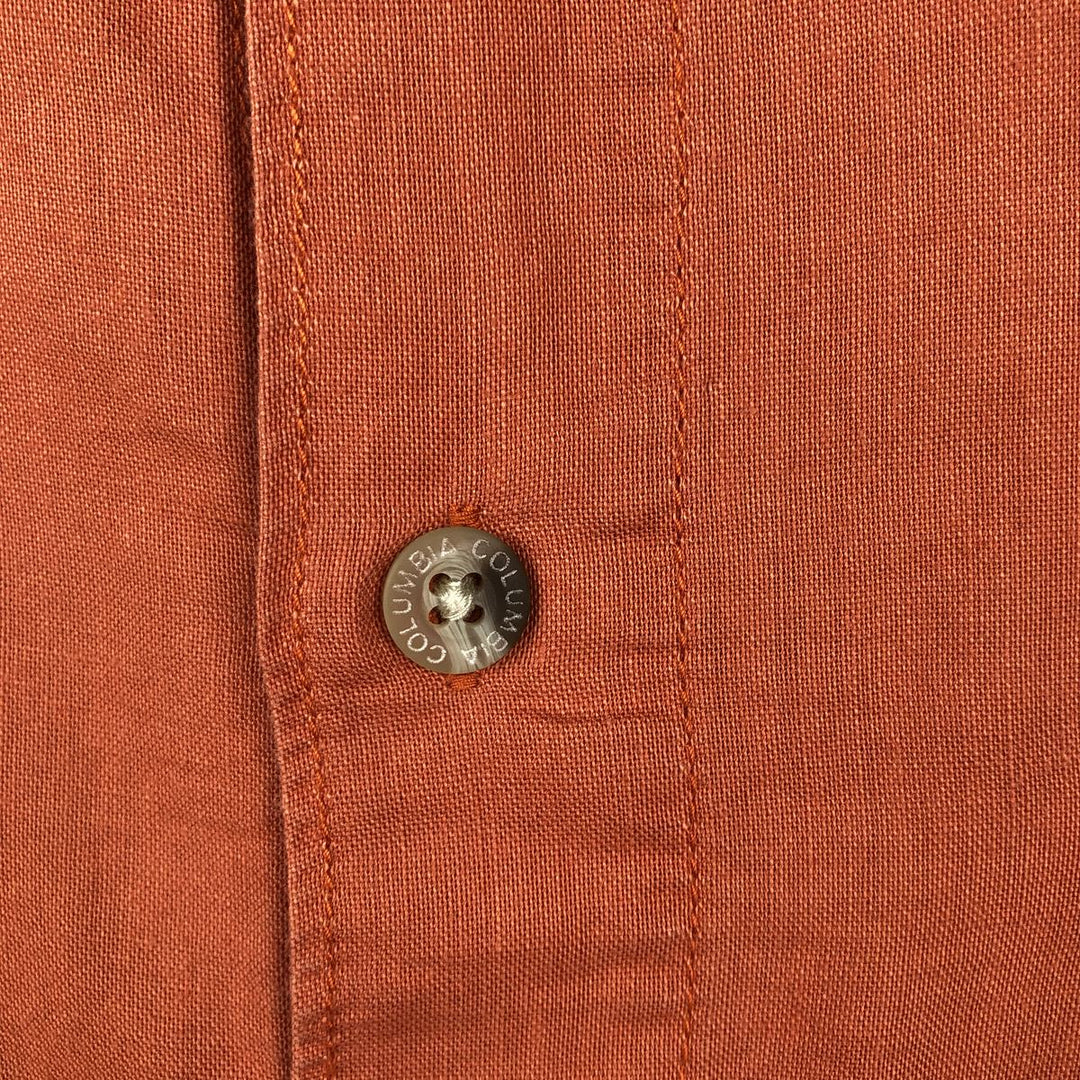 2000'S Columbia Short Sleeve Ramie and Cotton Box Shirt, Men's Size L Lamy orange type Vintage Second Hand
