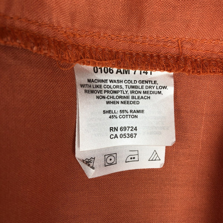 2000'S Columbia Short Sleeve Ramie and Cotton Box Shirt, Men's Size L Lamy orange type Vintage Second Hand