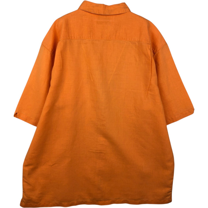 90s-00'S Columbia Short-Sleeve Ramie x Cotton Box Shirt, Men's Size L (Equivalent), Vintage Lamy orange type Vintage Second Hand