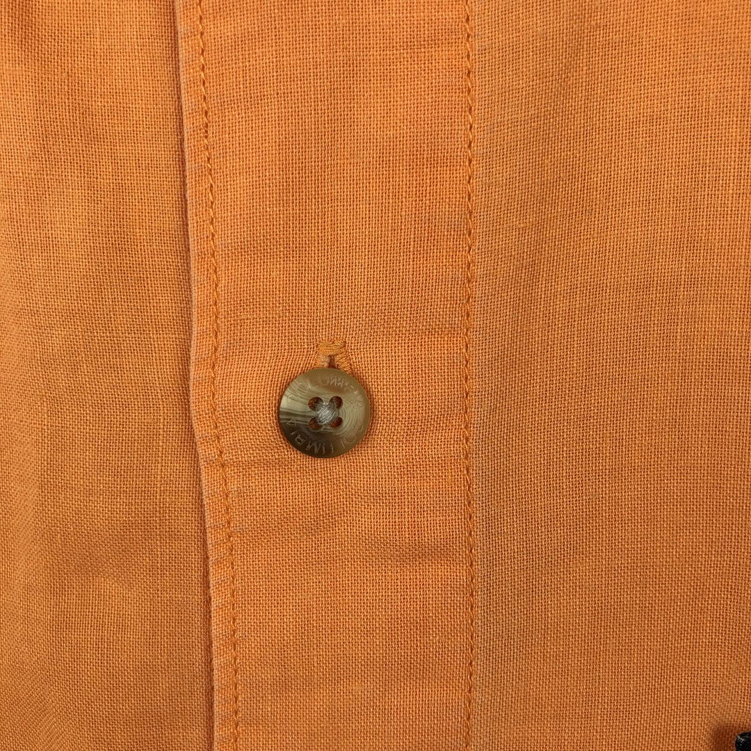 90s-00'S Columbia Short-Sleeve Ramie x Cotton Box Shirt, Men's Size L (Equivalent), Vintage Lamy orange type Vintage Second Hand