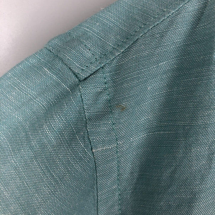 Perry Ellis short-sleeved linen shirt, men's size L (approx.) linen Blue type light blue Vintage Second Hand