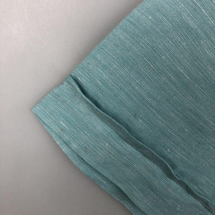 Perry Ellis short-sleeved linen shirt, men's size L (approx.) linen Blue type light blue Vintage Second Hand