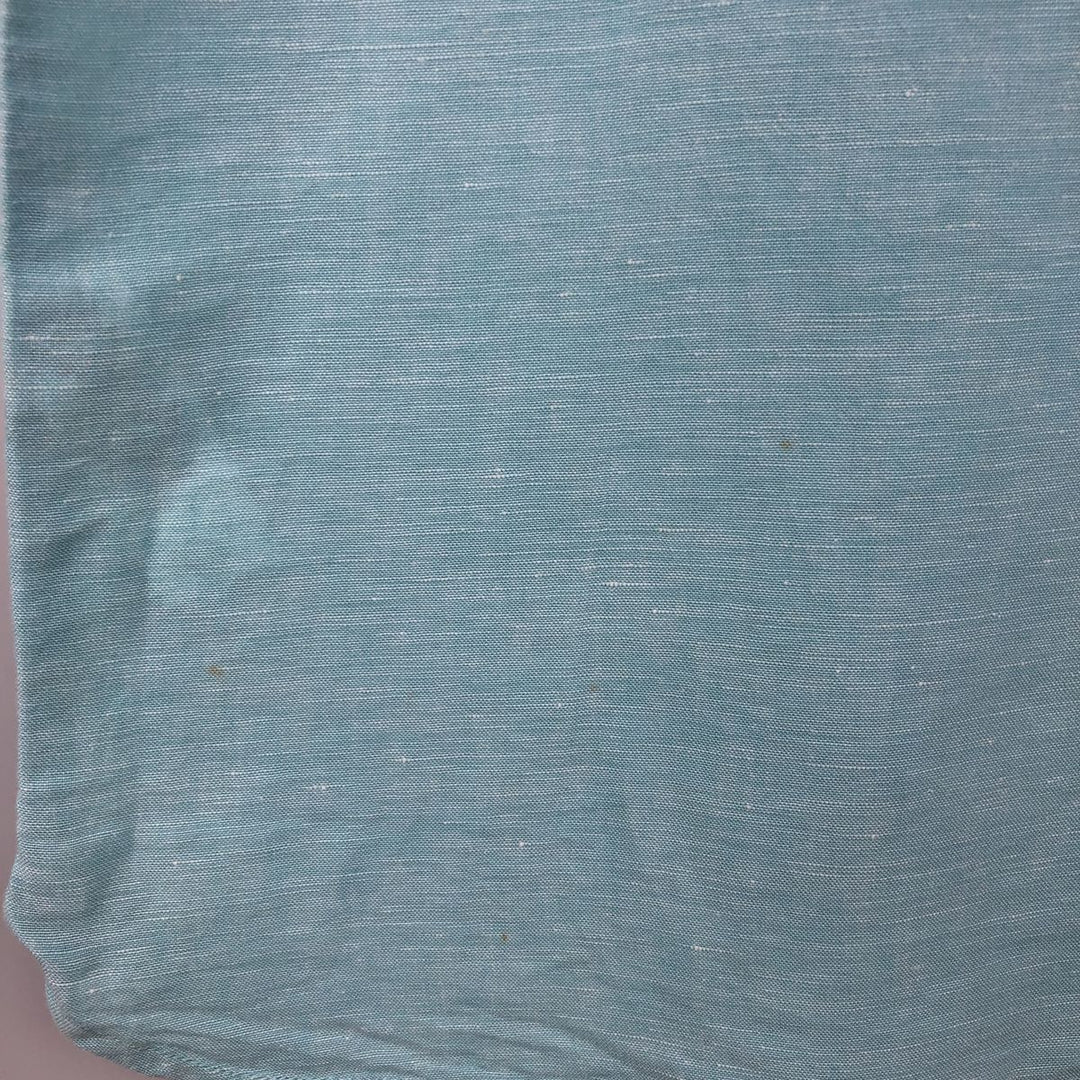 Perry Ellis short-sleeved linen shirt, men's size L (approx.) linen Blue type light blue Vintage Second Hand