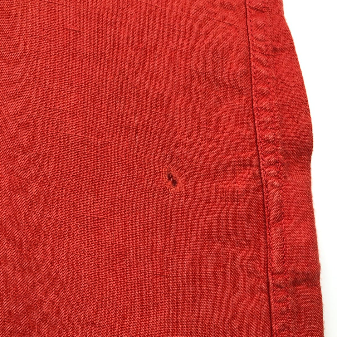 Lacoste Regular Fit Short-Sleeve Linen Button-Down Shirt, Boxy Shirt, Men's Size M (approx.) linen red type Vintage Second Hand